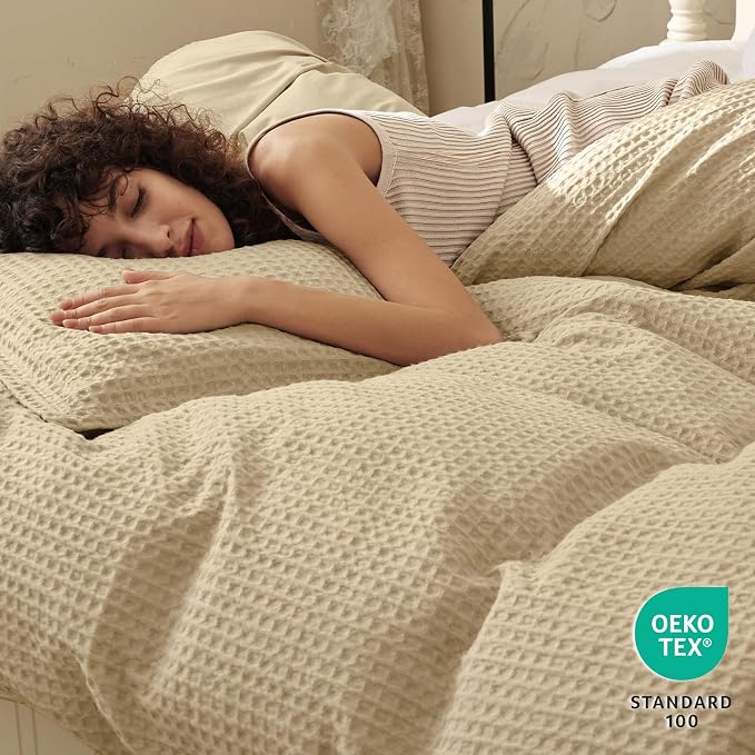 PHF Waffle Weave Duvet Cover Set King Size, No Snagging Ultra Soft Luxury - Image 2