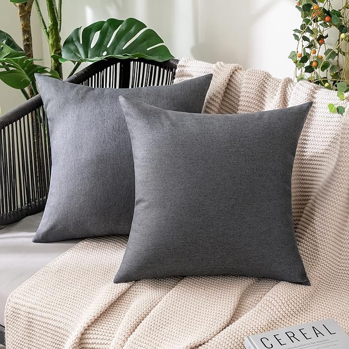 MIULEE Pack of 2 Decorative Outdoor Solid Waterproof Throw Pillow Covers Euro by MIULEE