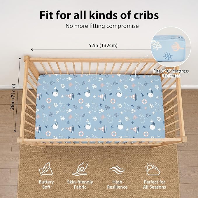 Baby Crib Sheets for Boys and Girls, 3 Pack Toddler Bed Sheets for 52”x28” - Image 3