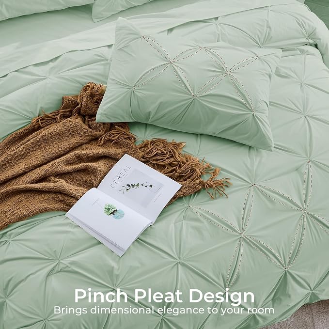 Sasttie King Size Comforter Set, 7-Piece Bed in a Bag, Pintuck Bedding Sets - Image 4