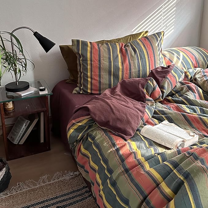 mixinni Vintage Striped Duvet Cover Set Full Size by mixinni