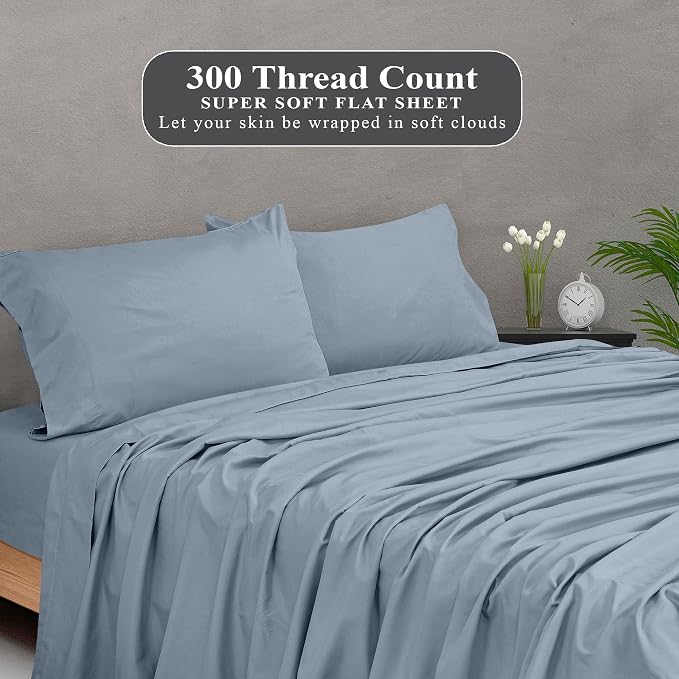 Royale Linens 300 Thread Count 100% Long Staple Combed Cotton Flat Sheet - Image 5