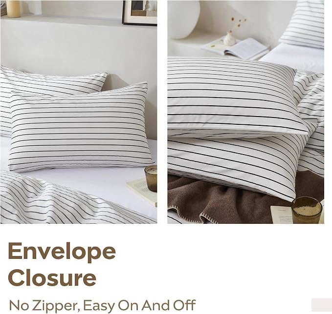 JELLYMONI 100% Natural Cotton 3pcs Striped Duvet Cover Sets, - Image 6