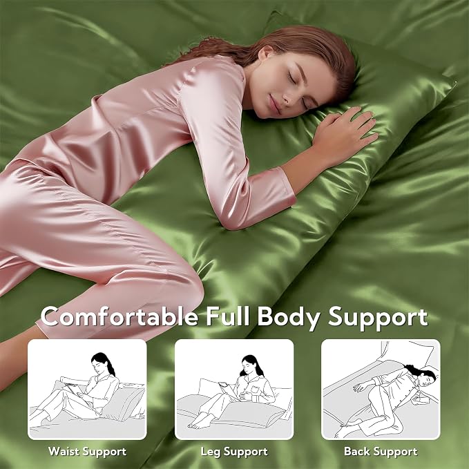 MR&HM Satin Body Pillow Cover, Soft and Breathable Body Pillow Case - Image 5