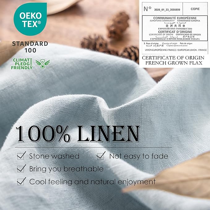 Simple&Opulence 100% Linen Duvet Cover Set 3pcs Basic Style Natural French - Image 2