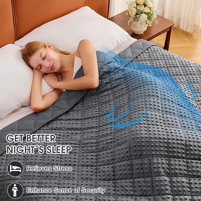 Grey Weighted Blanket for Adults 15lbs, Twin Full Size Cooling Minky Heavy - Image 2