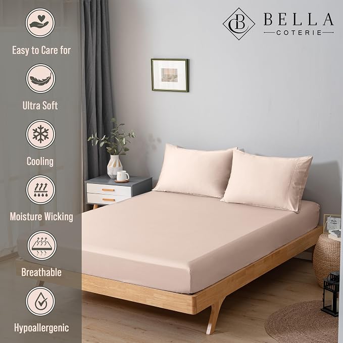 Bella Coterie Luxury Bamboo Viscose Queen Size Fitted Sheet Only | 100% - Image 2