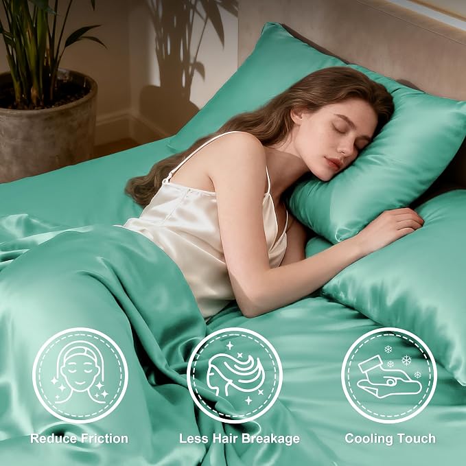 Love's cabin Full Satin Bed Linen Set, 4 Piece, Silky Soft, Luxury Feeling - Image 3