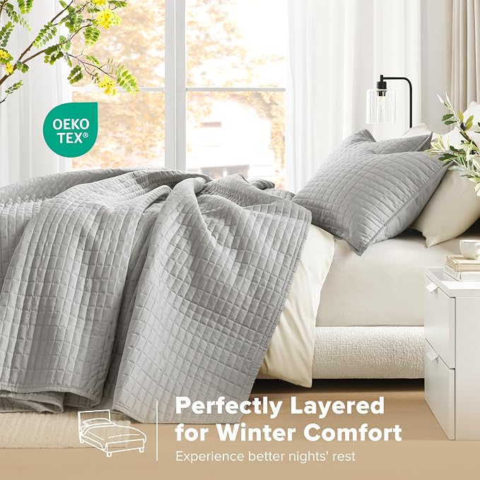 Comfort Spaces King Quilt Set Modern Reversible Diamond Coverlet Bedding Set - Image 3