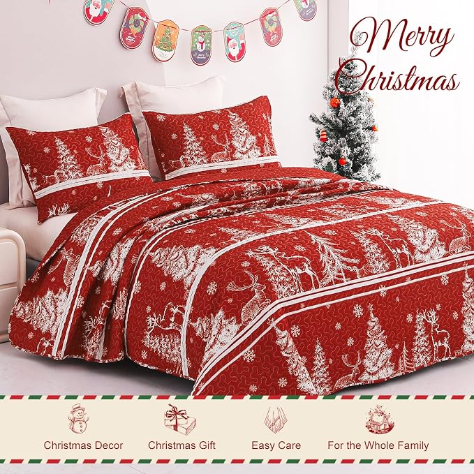 Exclusivo Mezcla Reversible Christmas Quilts Twin Size - Image 2