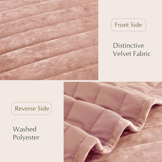 WRENSONGE Velvet King Size Quilt Set-3 Pieces Clay Pink Luxurious Velvet - Image 6