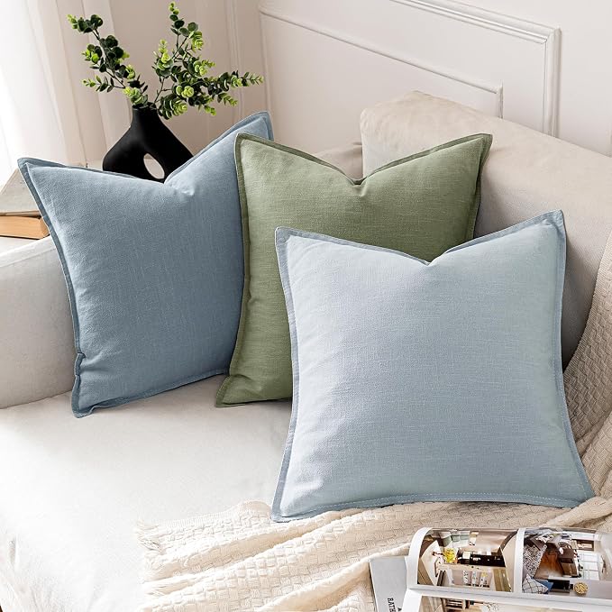 MIULEE Decorative Linen Euro Sham Pillow Covers 26x26 Sage Green Boho Farmhouse - Image 4