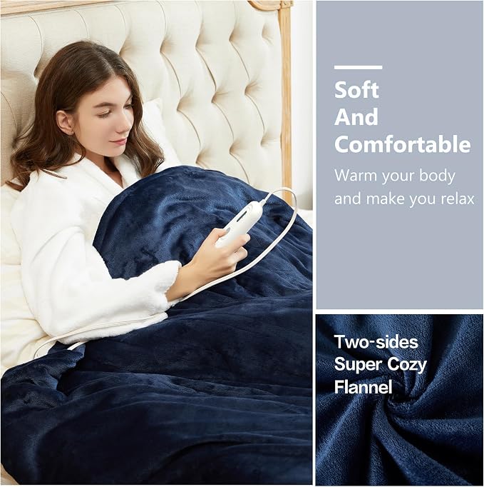 Tefici Electric Heated Blanket Twin, Super Cozy Soft 2-Layer Flannel 62" x 84" - Image 6