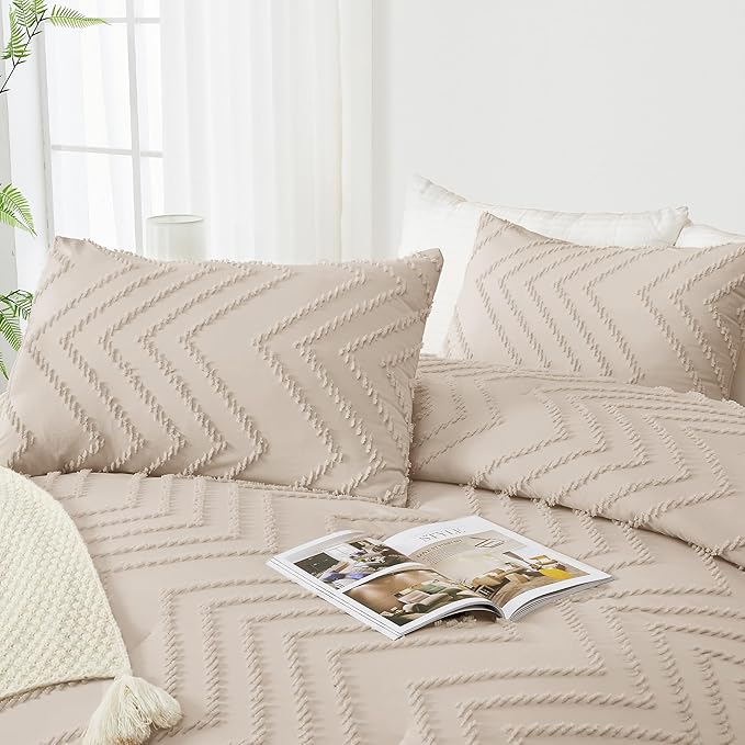 Andency Khaki Comforter Full Size, Boho Beige Soft Fluffy Tan Warm Lightweight - Image 4