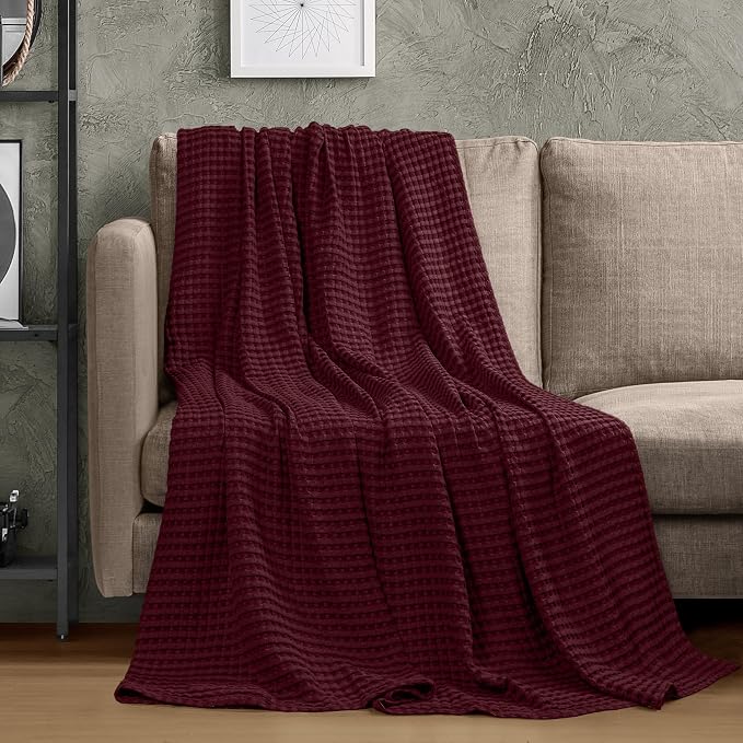 Utopia Bedding 100% Cotton Waffle Weave Blanket Queen Size - Image 4