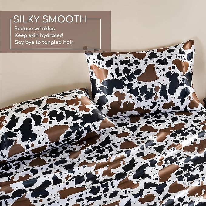 MR&HM Satin Sheets with Elastic Corner Straps, Twin XL Size 3-Piece Silky - Image 4