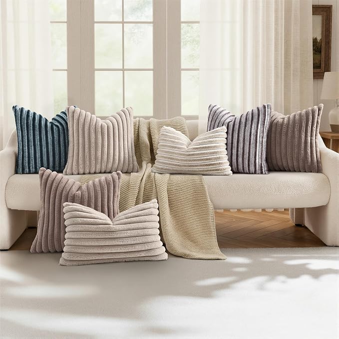 decorUhome Cozy Faux Fur Throw Pillow Covers 18x18 Set of 2 Decorative Soft - Image 5