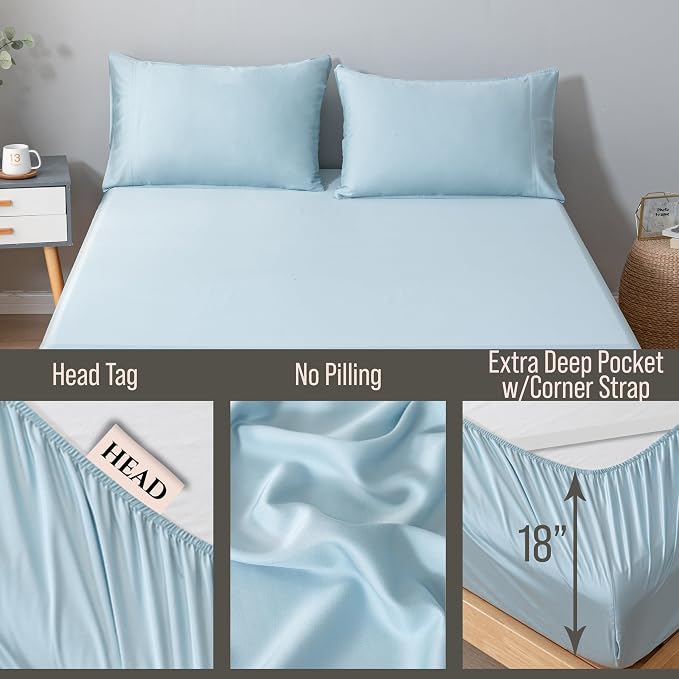 Bella Coterie Queen Size Fitted Sheet Only | Luxury Bamboo Viscose | 100% - Image 3