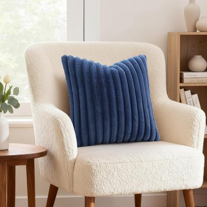 decorUhome Cozy Faux Fur Throw Pillow Covers 12x12 Set of 2 Decorative Soft - Image 4