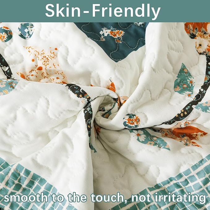BEDIFANY Cotton California King Size Quilt Sets, Floral Lightweight King Size - Image 6