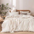 BESTOUCH Duvet Cover Set 100% Washed Cotton Linen Feel Super Soft Comfortable by BESTOUCH