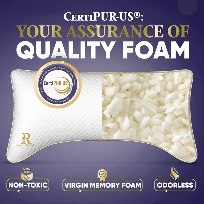 Royal Therapy King 4-Pack Memory Foam Pillow, Adjustable Shredded Odor-Free - Image 3
