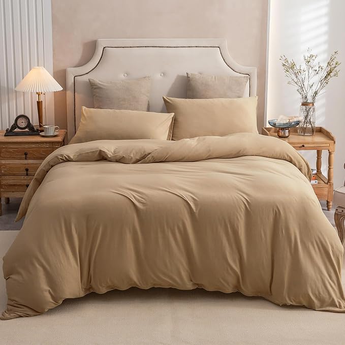 PURE ERA Jersey Knit Duvet Cover Set 100% T-Shirt Cotton Super Soft Comfy 3pc - Image 4