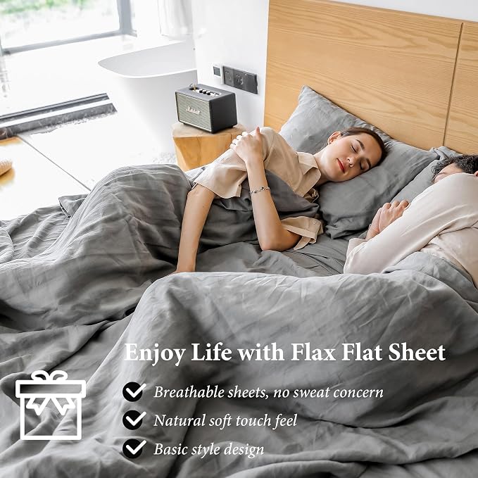 Simple&Opulence French Linen Flat Sheet, 100% Natural Flax Bedding Sheet - Image 3