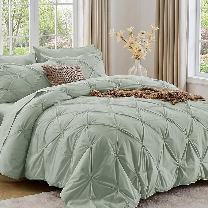 Sasttie King Size Comforter Set, 7-Piece Bed in a Bag, Pintuck Bedding Sets by SASTTIE