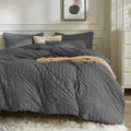 JELLYMONI Charcoal Grey Duvet Cover King Size, Soft Breathable Seersucker Duvet by JELLYMONI
