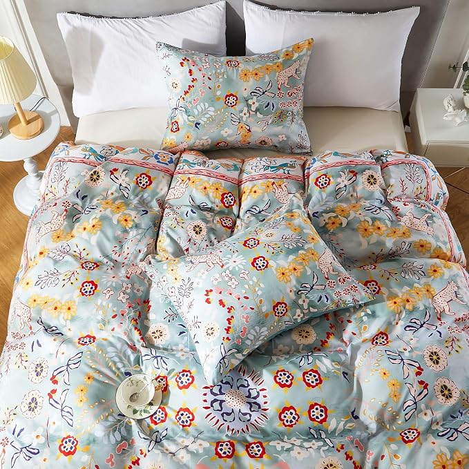Cupocupa Duvet Cover Queen Size Set Boho Floral Pattern Queen Christmas Duvet - Image 6
