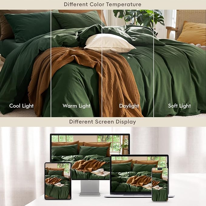 MooMee Bedding Duvet Cover Set 100% Washed Cotton Linen Like Textured - Image 7