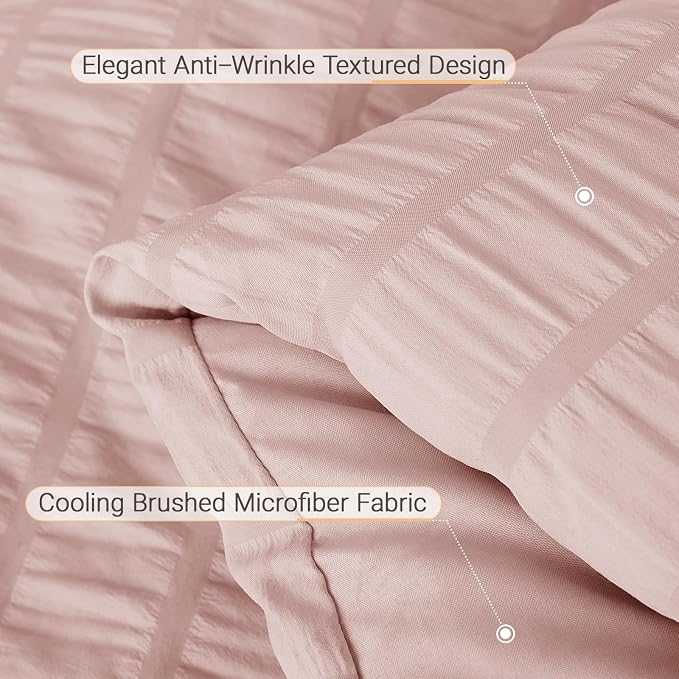 MUXHOMO 7 Pieces King Comforter Set, Seersucker Bed in a Bag King Size - Image 5