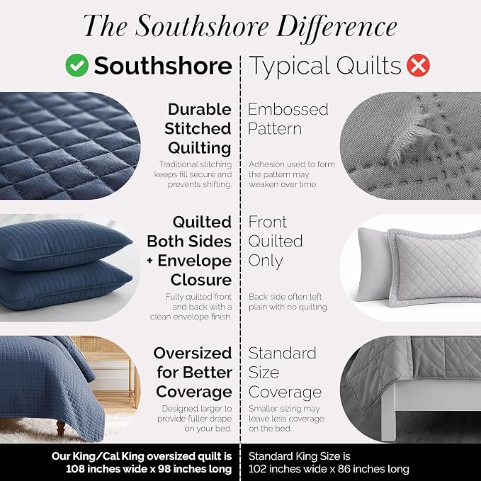 Southshore Fine Living, Inc. Lightweight Quilt King Size Bedding Set, Pet Hair - Image 4