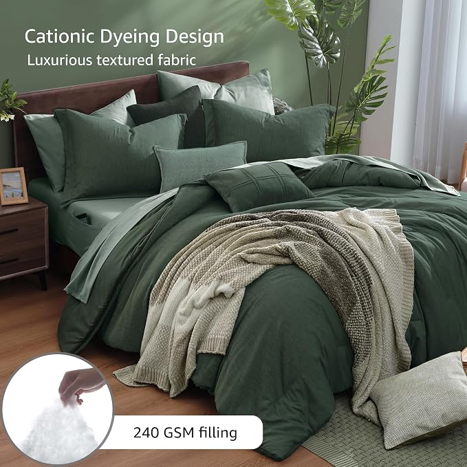 Monbix Super King Comforter Set, Deep Forest Cationic Dyeing Bedding Set - Image 3