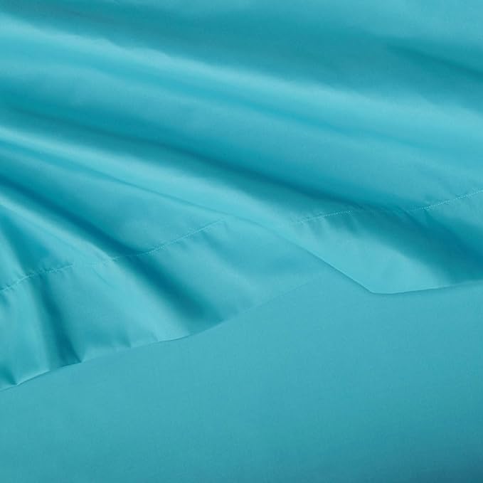 Amazon Basics Kid's Breathable Soft Microfiber 4-Piece Sheet Set, Bright Aqua - Image 4