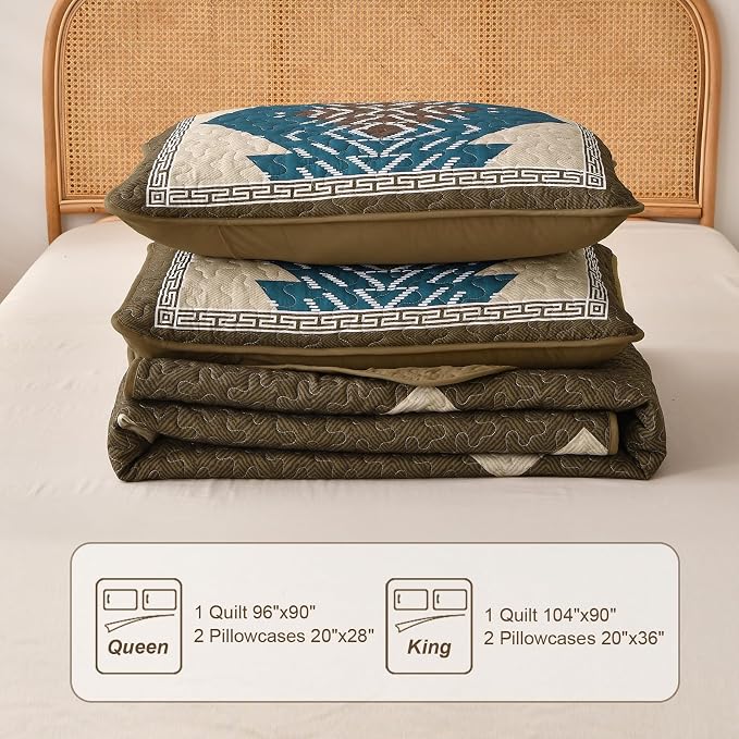 Dintszyayue Boho Quilt Set King Size, 3 Pieces Texture Southwestern Bedding Set - Image 8