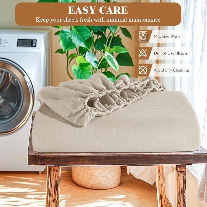 SONORO KATE 100% French Linen Fitted Sheet - Image 7