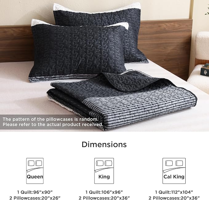 Litanika Quilt King Size Black, Soft Lightweight Polyester Comforter Bedding Set - Image 6