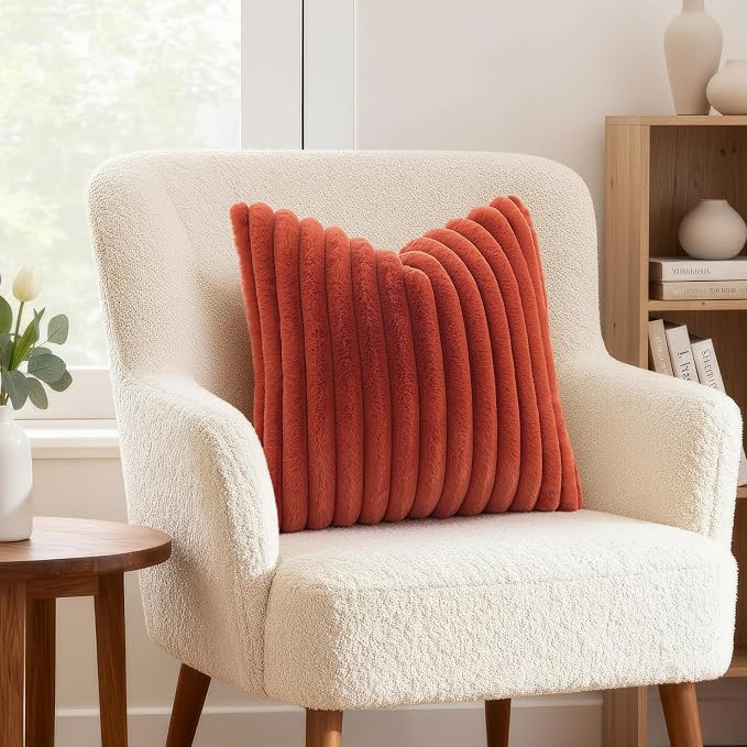 decorUhome Cozy Faux Fur Throw Pillow Covers 26x26 Set of 2 Decorative Soft - Image 4