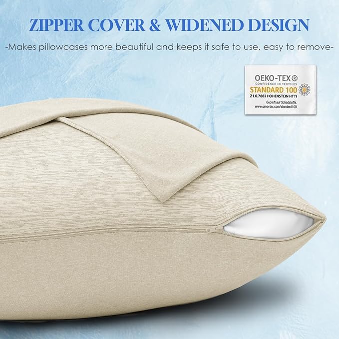 CHOSHOME Cooling Pillow Cases Zipper Pillow Covers Q-Max > 0.45 Zippered - Image 6