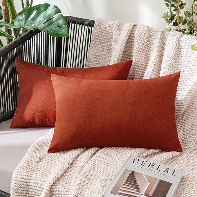 MIULEE Pack of 2 Decorative Outdoor Solid Waterproof Throw Pillow Covers Faux by MIULEE