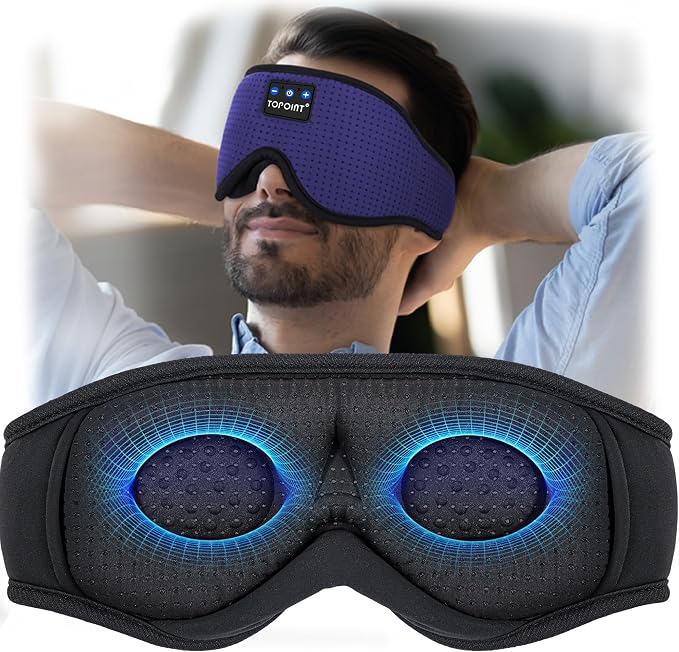 Sleep Mask with Headphones Bluetooth 5.4, TOPOINT 3D Eye Mask Blackout Breath - Image 9