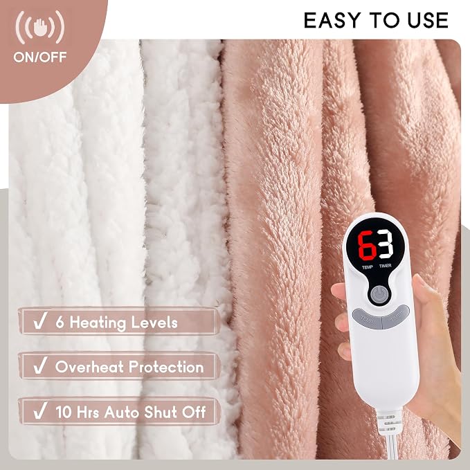 Heated Blanket Electric Throw Size 50''x60'' - Image 4