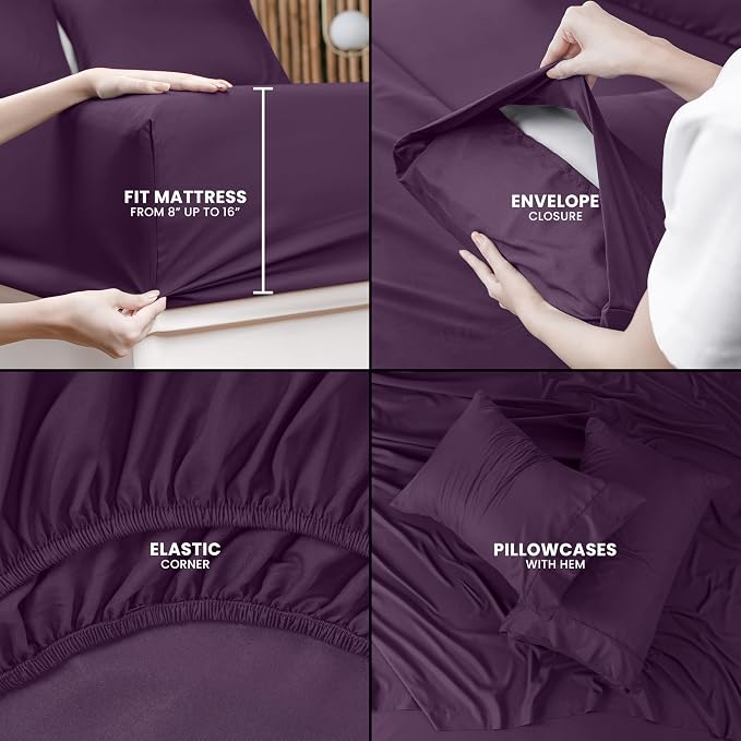 Utopia Bedding Full Sheet Set – 4 Piece Bed Sheets - Image 5