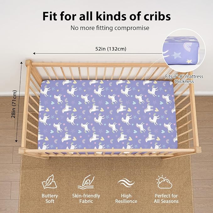 Baby Crib Sheets Girl, 3 Pack Toddler Bed Sheets - Image 3