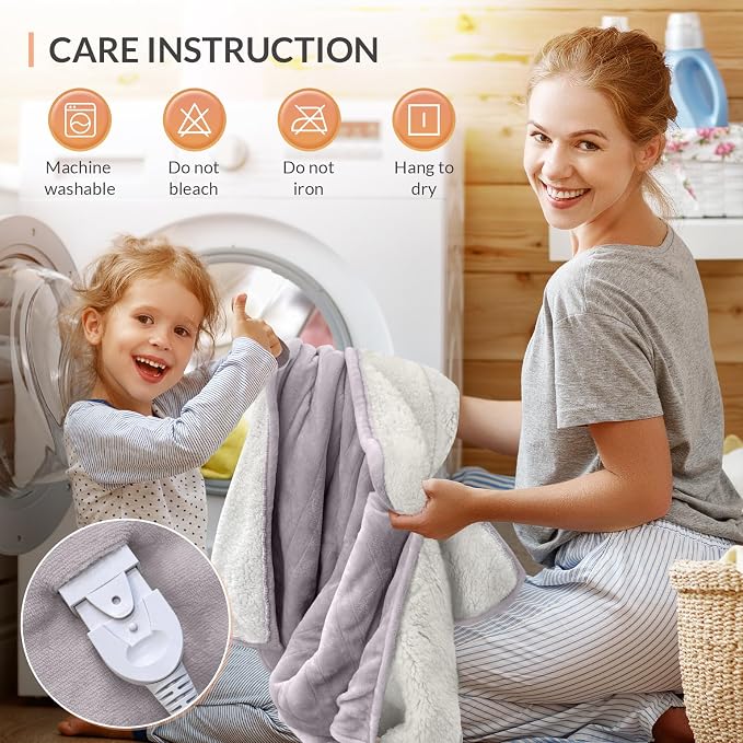 HOMLYNS LuxeHeat Heated Blanket Electric Blanket Queen Size, Soft Flannel - Image 9