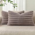 Pallene Faux Fur Plush Lumbar Throw Pillow Covers 12x20 Set of 2, Luxury Soft by PALLENE
