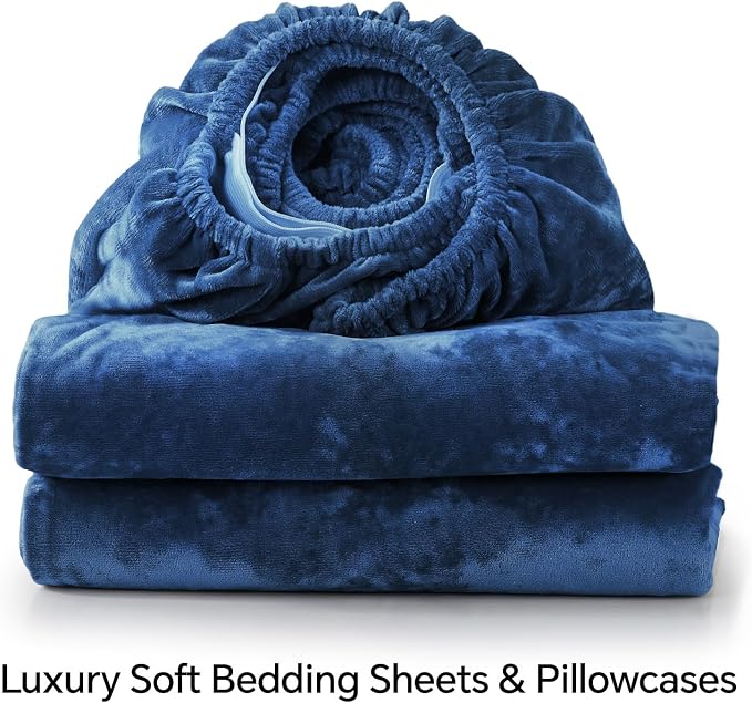 BEDELITE Velvet Fitted Sheet and Pillowcases Set, Luxury Soft Fuzzy Bottom Sheet - Image 8