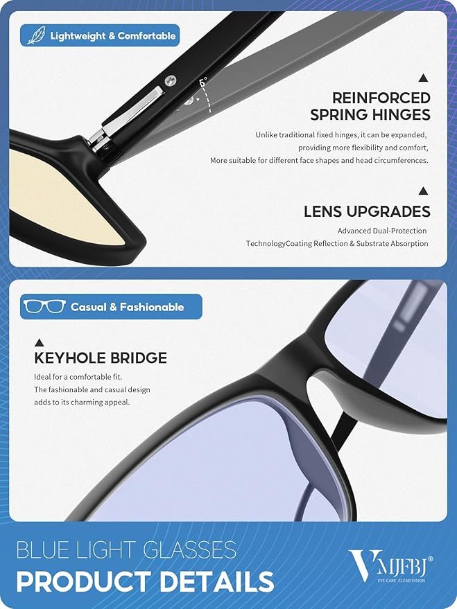 VMJFBJ Blue Light Glasses For Women/Men Computer Reading Gaming Improve Sleep - Image 5
